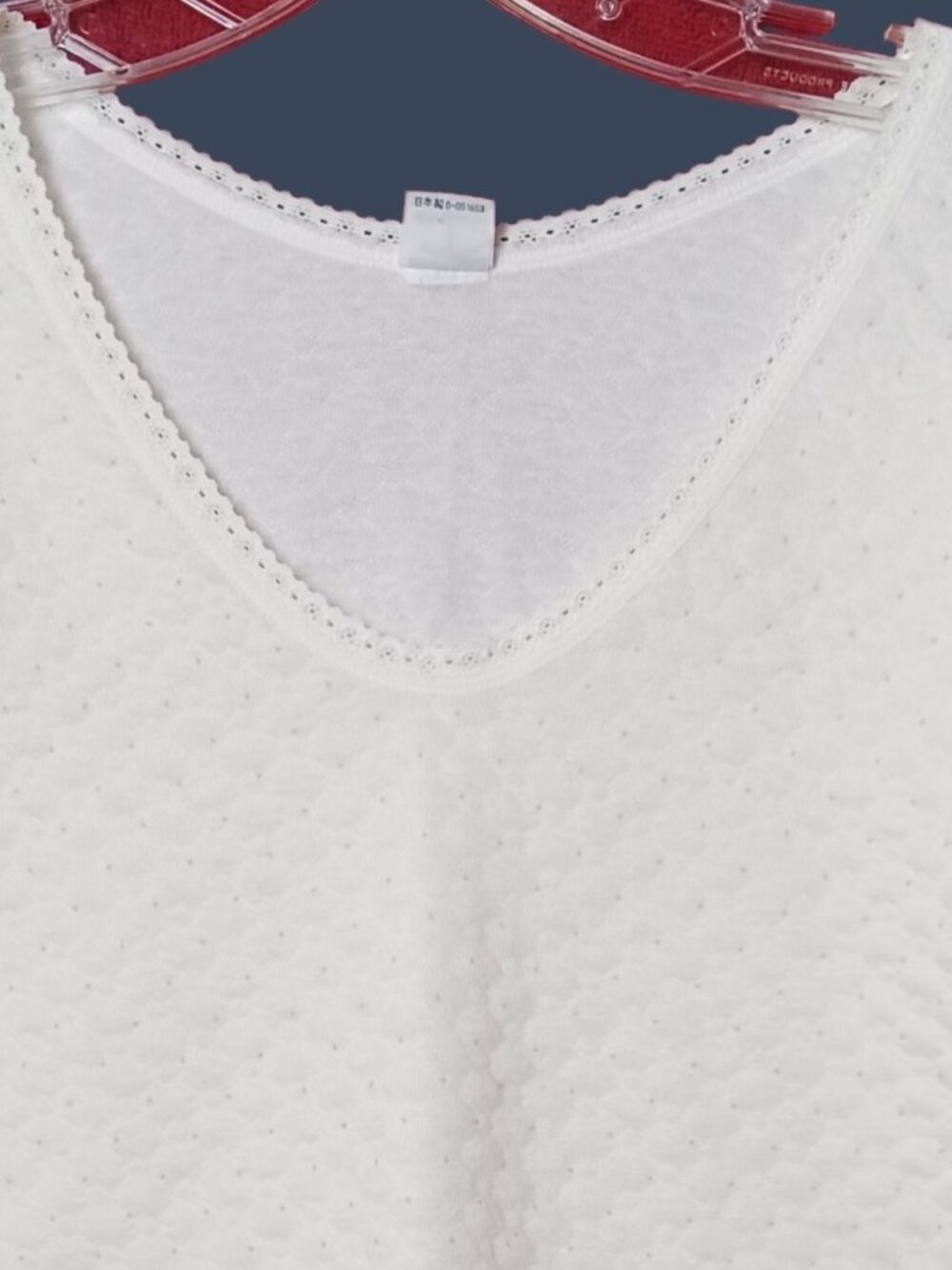 Silver Ox Vtg Womens Textured Thermal Top  W/Lace Trim White Large - Picture 8 of 16
